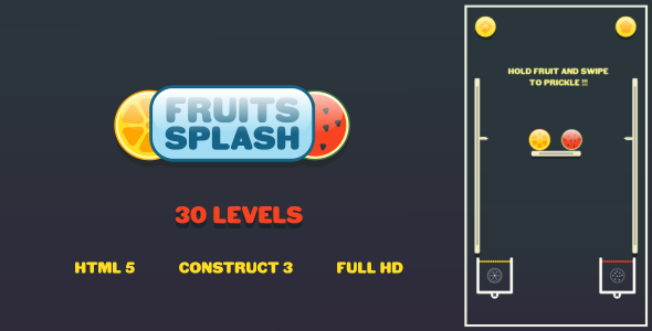 Fruits Splash - HTML5 Game (Construct3) - CodeCanyon Item for Sale