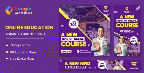 Education Online HTML5 Banner Ads GWD - CodeCanyon Item for Sale