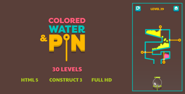 Colored Water & Pin - HTML5 Game (Construct3) - CodeCanyon Item for Sale