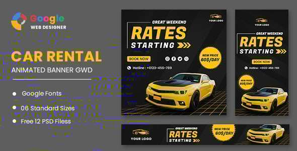Rent Car HTML5 Banner Ads GWD - CodeCanyon Item for Sale