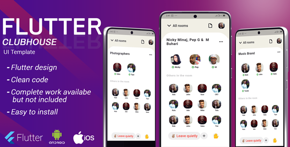 CLUBHOUSE | FLUTTER ANDROID , IOS AND WEB TEMPLATE UI / UX - CodeCanyon Item for Sale