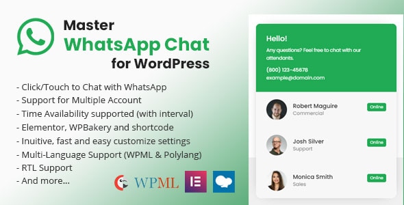Master WhatsApp Chat For WordPress - CodeCanyon Item for Sale