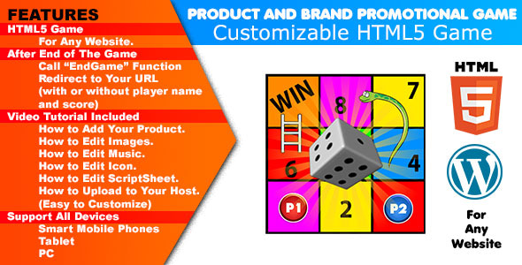 Product and Brand Promotional Game 01 | Snake and Ladder Board Game | Redirect to Your URL - CodeCanyon Item for Sale