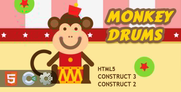 Monkey Drums HTML5 Construct 2/3 - CodeCanyon Item for Sale