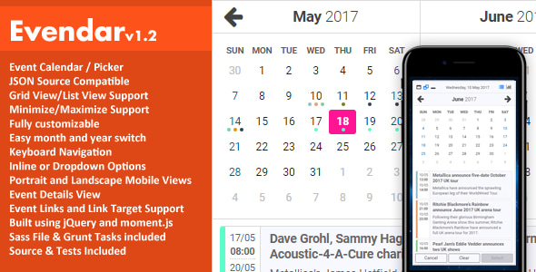 Evendar - Event Calendar/Picker - CodeCanyon Item for Sale
