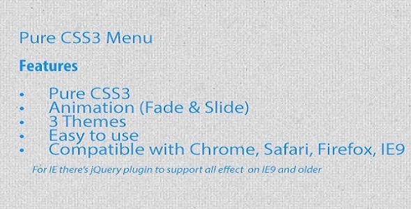 Pure CSS3 Menu - CodeCanyon Item for Sale
