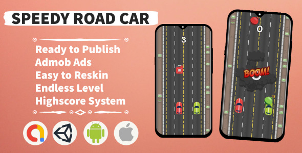 Speedy Road Car (Unity+Arcade+Android+Admob) - CodeCanyon Item for Sale