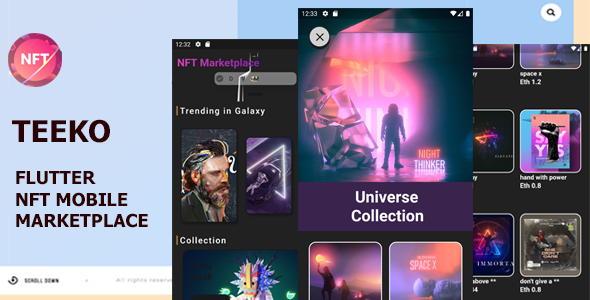 Teeko - Flutter NFT Mobile Marketplace - CodeCanyon Item for Sale