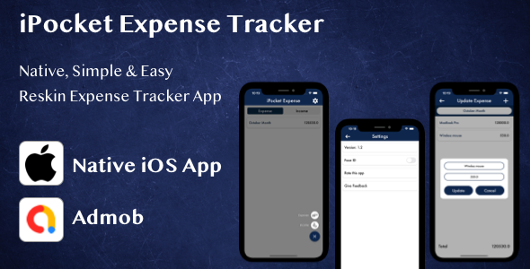 iPocket Expense Tracker (Swift, Admob - Full Application) - CodeCanyon Item for Sale