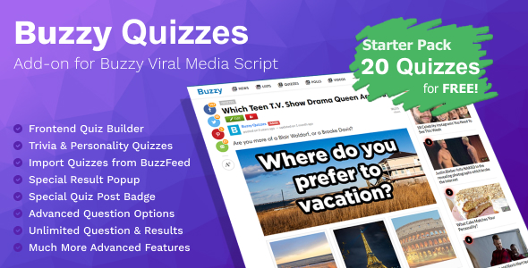 Quizzes Plugin for Buzzy - CodeCanyon Item for Sale