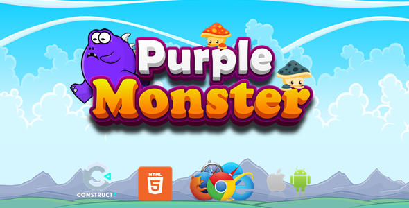 Purple Monster Adventure - Platform Game - HTML5/Mobile - (C3P) - CodeCanyon Item for Sale