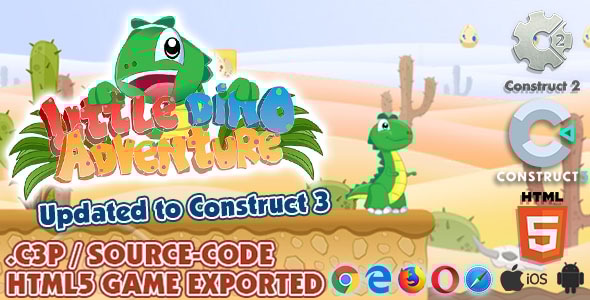 Little Dino Adventure - HTML5 Construct 2/3 Platform Game (.capx / .c3p) - CodeCanyon Item for Sale