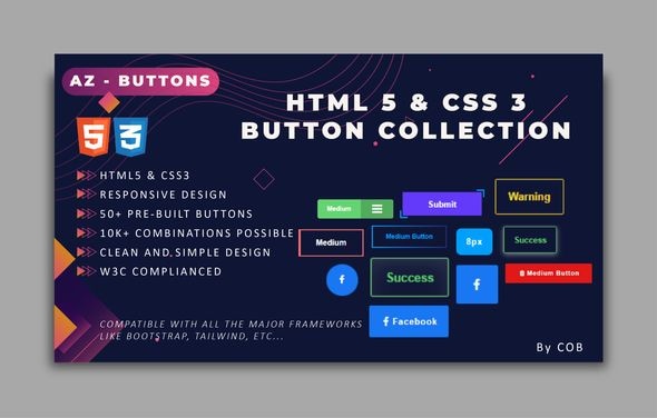 AZ-Buttons - HTML5 & CSS3 Modern Button Collection - CodeCanyon Item for Sale