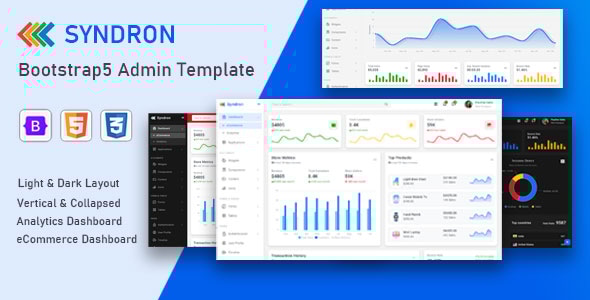 Syndron - Bootstrap5 Admin + eCommerce Template - CodeCanyon Item for Sale