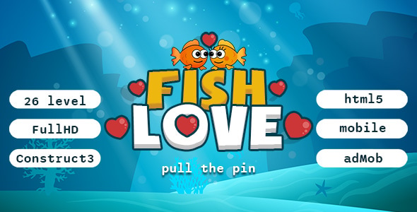 Fish Love. html5, mobile (adMob), pc. Construct3. - CodeCanyon Item for Sale
