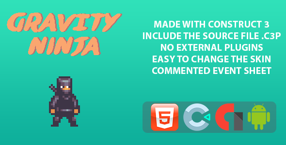 Ninja Gravity Game - Template for Construct 3 - CodeCanyon Item for Sale