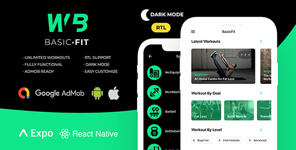 FitBasic - Complete React Native Fitness App + Multi-Language + RTL Support - CodeCanyon Item for Sale