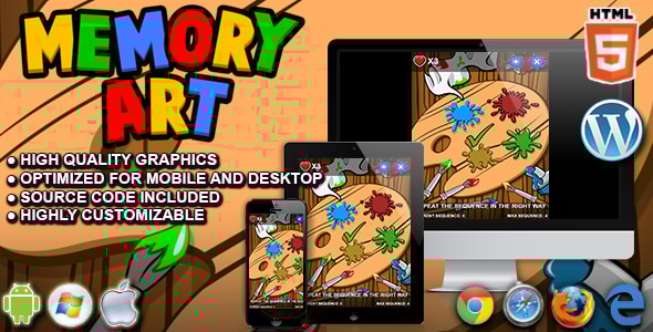 Memory Art (Simon game clone) - HTML5 Game - CodeCanyon Item for Sale