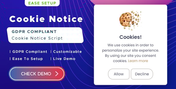 Simple Cookie Notice Script - CodeCanyon Item for Sale