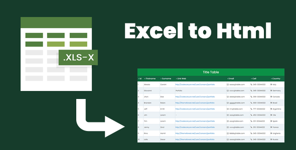 Excel to Html by ThemeOxygen | CodeCanyon
