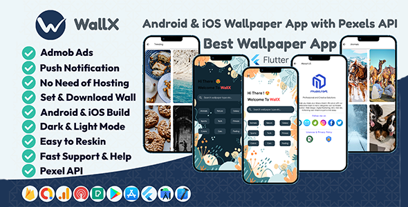 WallX - Wallpaper App - Flutter + Admob + Onesignal - CodeCanyon Item for Sale