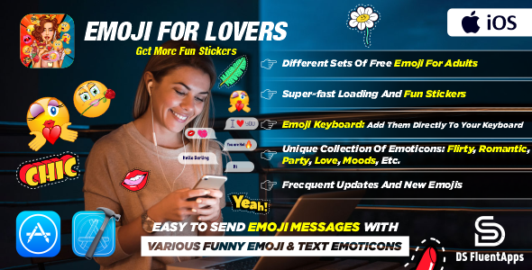 Emojis For Lover : Stickers & Emojis Keyboard | Full iOS Native Application - CodeCanyon Item for Sale