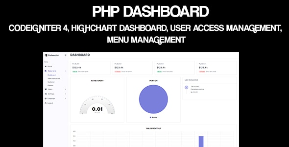 PHP Dashboard - Codeigniter 4 - Highchart Dashboard, User Access Management, Menu Management - CodeCanyon Item for Sale