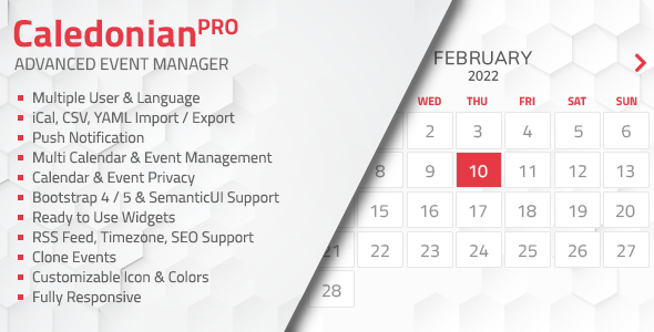Caledonian PRO PHP Event Calendar - CodeCanyon Item for Sale