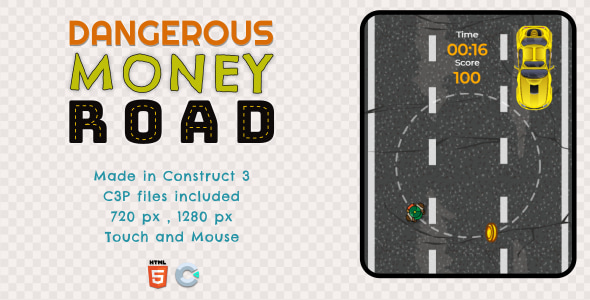 Dangerous Money Road - HTML5 Casual game - CodeCanyon Item for Sale
