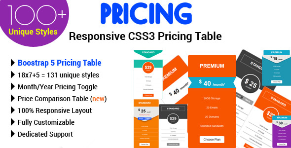 Pricing - Responsive CSS3 Pricing Table - CodeCanyon Item for Sale