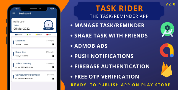 Task Rider App - The Task & Reminder Manager Android App - CodeCanyon Item for Sale