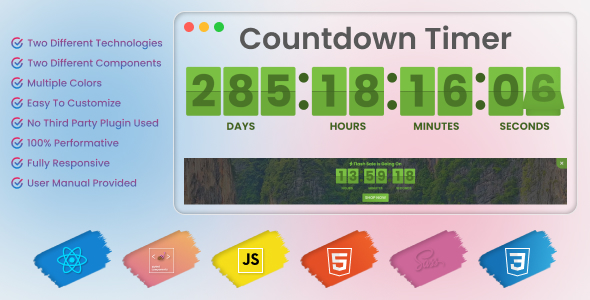 3D Flip Countdown Timer-Javascript, React by softyMart | CodeCanyon