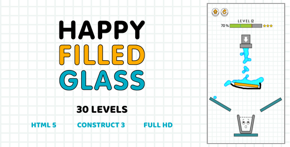 Happy Filled Glass - HTML5 Game (Construct3) - CodeCanyon Item for Sale