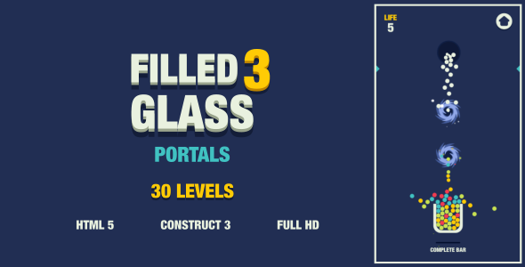 Filled Glass 3 Portals - HTML5 Game (Construct3) - CodeCanyon Item for Sale