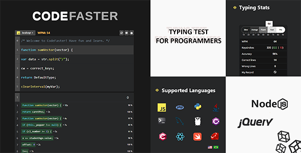 CodeFaster - Typing Test for Programmers | JavaScript Game - CodeCanyon Item for Sale