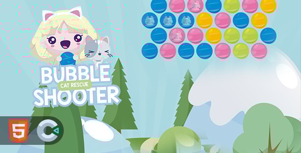 Cat Rescue Bubble Shooter HTML5 Construct 3 Game - CodeCanyon Item for Sale