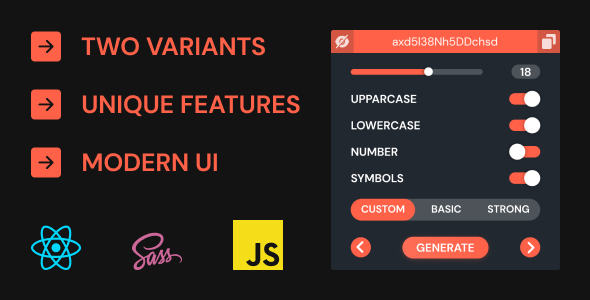 React, Javascript Password Generator - CodeCanyon Item for Sale