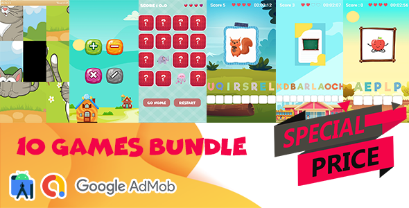 Bundle 10 Games (Admob + Android Studio + Games For Kids+ Adventure Games) - CodeCanyon Item for Sale