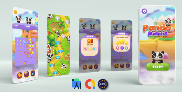 Panda match3 (Admob + GDPR + Android Studio) - CodeCanyon Item for Sale