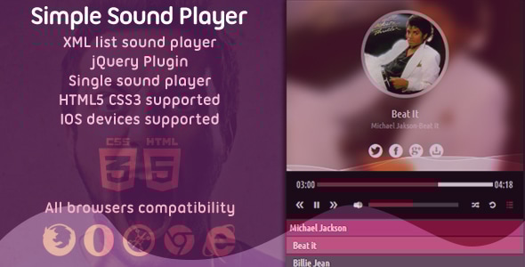 Simple Standalone Sound Player HTML5 with XML - CodeCanyon Item for Sale