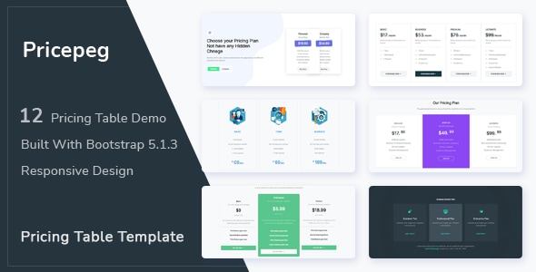 Pricepeg - Bootstrap 5 Pricing Table - CodeCanyon Item for Sale