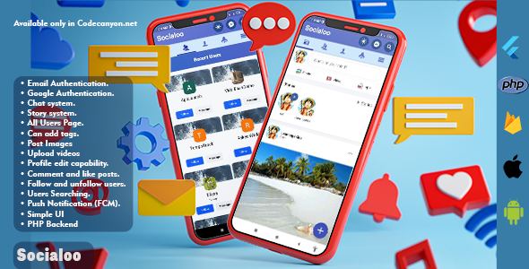 Socialoo - Flutter Facebook Clone with PHP Admin Panel - CodeCanyon Item for Sale