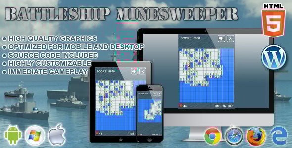 Battleship Minesweeper - HTML5 Game - CodeCanyon Item for Sale