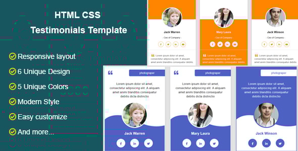 HTML CSS Testimonials Template - CodeCanyon Item for Sale