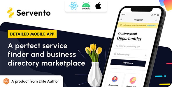 Servento - Service Finder React Native Mobile APP - CodeCanyon Item for Sale