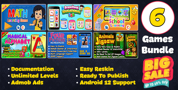 Bundle 6 Educational Games for Kids + Ready For Publish + Android Games - CodeCanyon Item for Sale