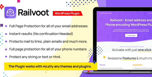 Railvoot - Email Addresses & Phone Numbers Encoding WordPress Plugin - CodeCanyon Item for Sale