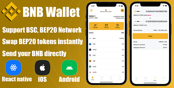 React Native - DeFi Crypto Wallet BNB, BEP20 - CodeCanyon Item for Sale