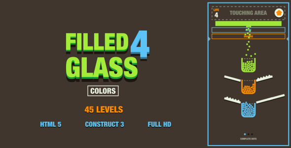 Filled Glass 4 Colors - HTML5 Game (Construct3) - CodeCanyon Item for Sale