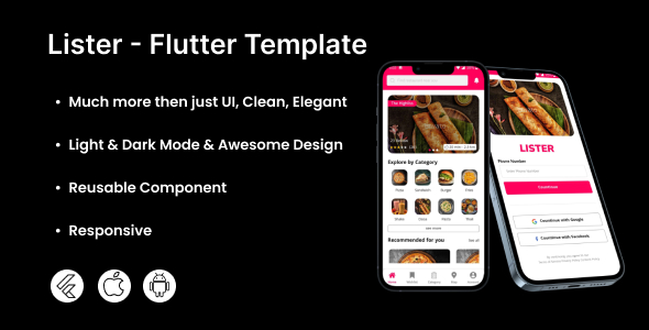 Lister - Restaurants & Cafe Directory Flutter Mobile App Template | Android & iOS - CodeCanyon Item for Sale